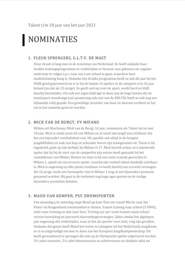 PDF-document: top 3 nominaties per categorie sportgala geldrop-mierlo 2021