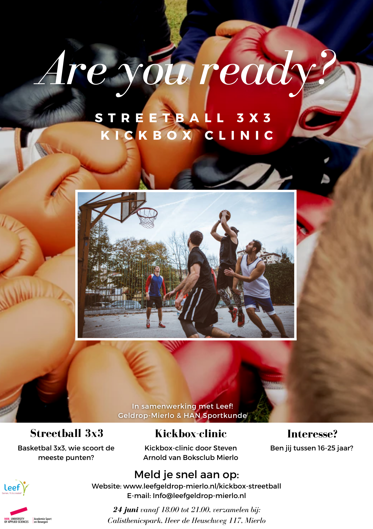PDF-document flyer voor streetball en kickbox