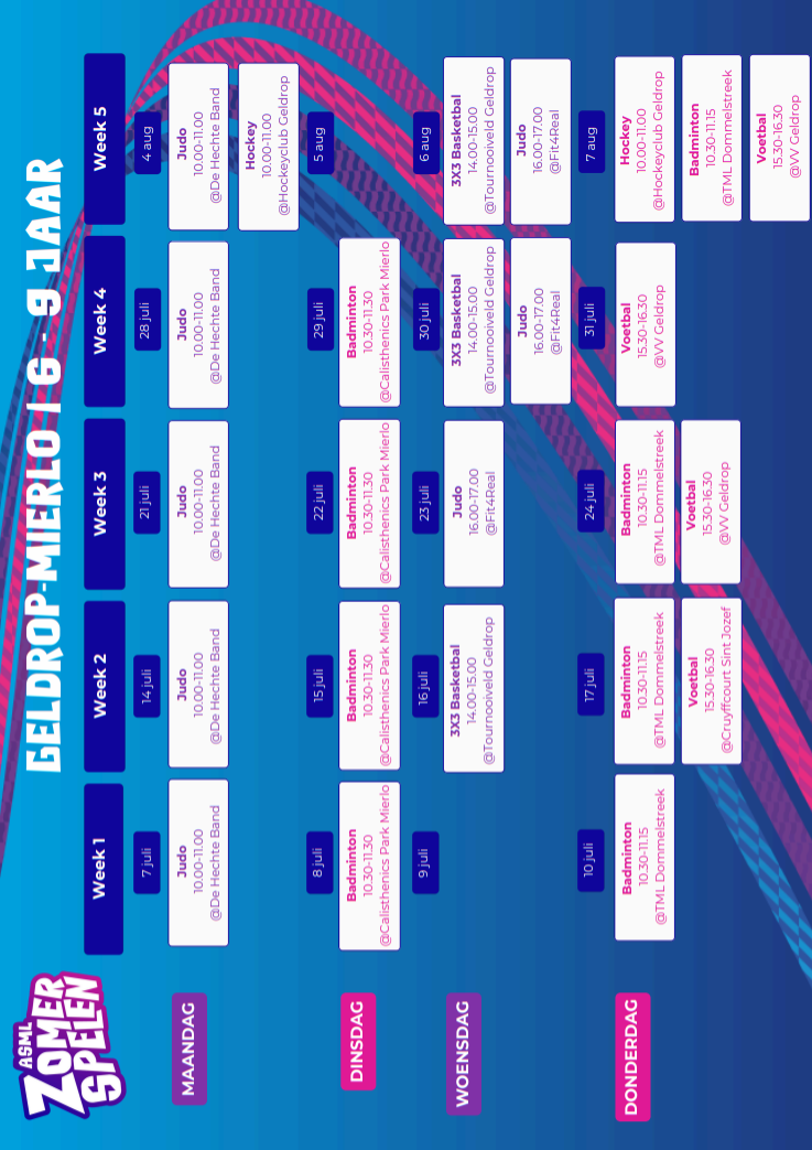 PDF-Document planning ASML Zomerspelen Geldrop-Mierlo 6-9 jaar
